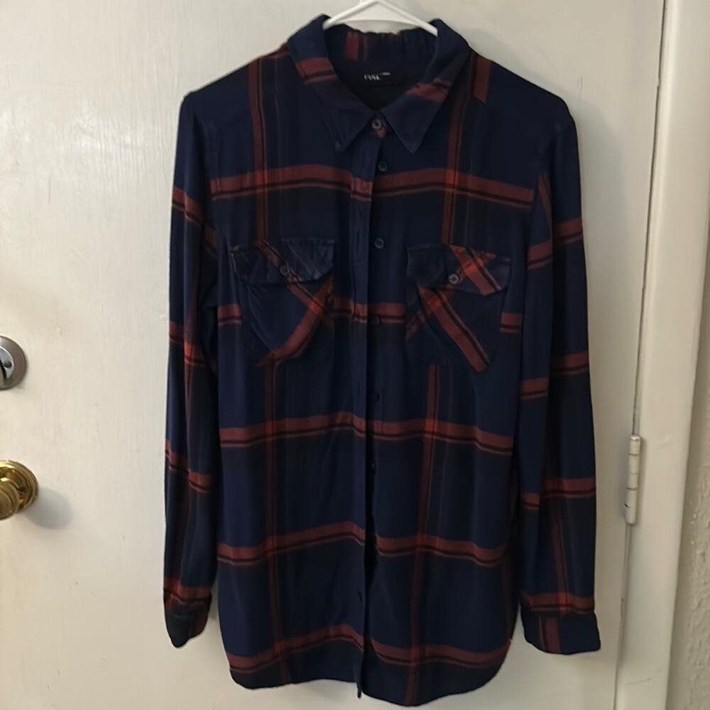 BDG Urban Outfitters Navy Plaid Button Down M Cabincore Fisherman Western Rodeo